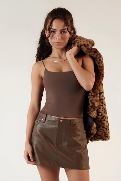 Baluxe Women's Coffee Thin Strap Cotton Blouse