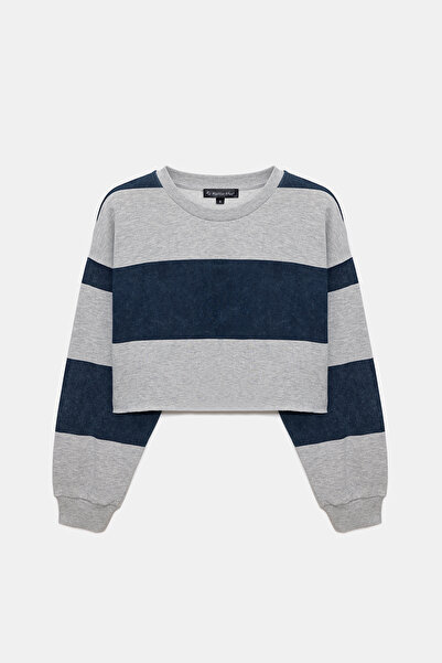 No Matter What Striped Hooded Crop Sweatshirt