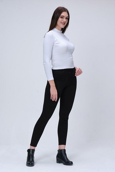 geenz manifacture Pantaloni skinny negri de damă, Harmony cu talie înaltă