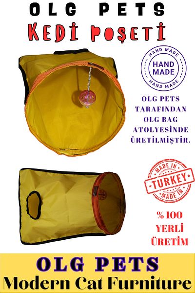 OLGPETS Rattle Ball Cat Play Tunnel, Cat Play Bag, Cat Playground