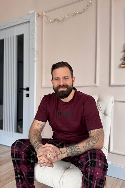 Pijamaevi Bordo Hero Baskılı Kısa Kol Erkek Pijama Takımı