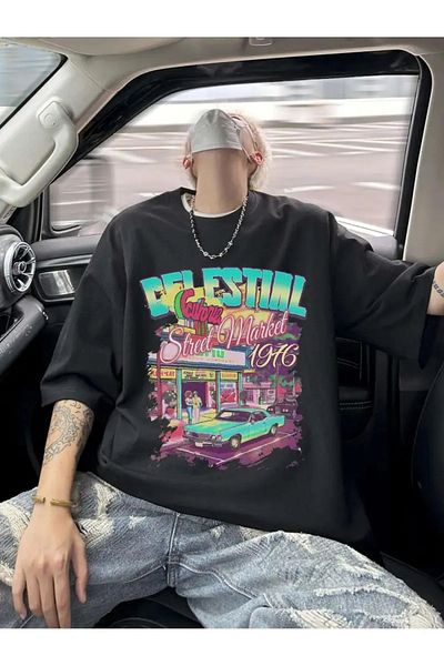 Keywest Μπλουζάκι Unisex Oversize Celestial Printed Oversize 100% βαμβακερό