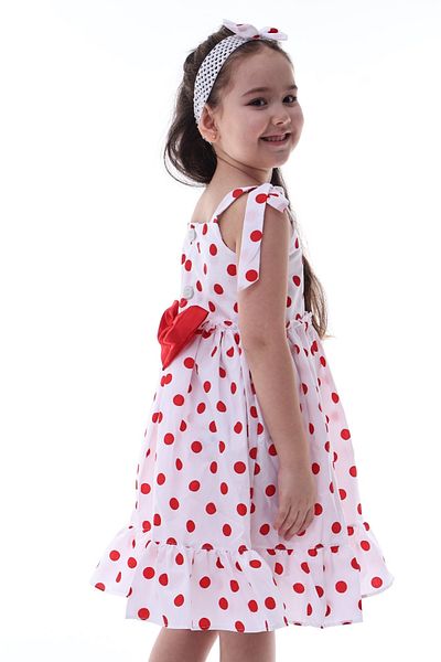minikiss Girl's Dress - Polka Dot, Bandana, Back Button and Ruffle