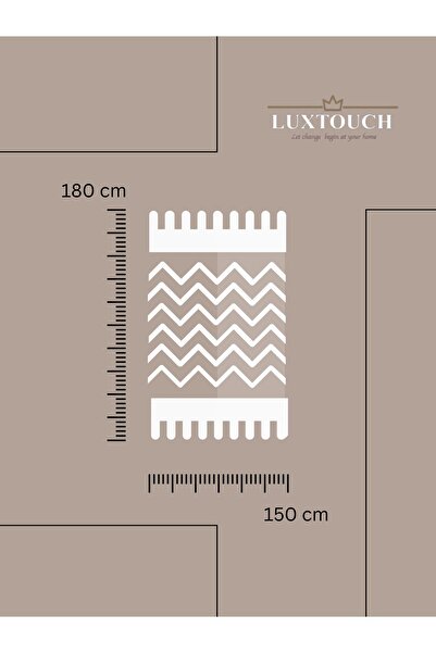 Lux Touch Bergama Bej Tekli Koltuk Berjer Örtüsü 150 x 180 cm Kanepe Divan Çekyat Örtüsü Pamuklu Püsküllü