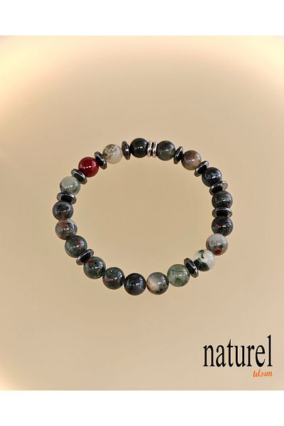 Naturel Tılsım سوار للجنسين من الحجر الطبيعي مقاس 8 ملم