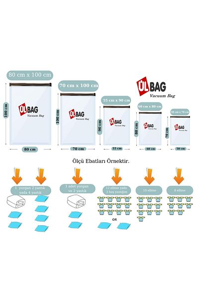 ÜLBAG Σετ 3 οικονομικών σακουλών κενού - Φόρεμα, Σετ κρεβατιού, Μονό πάπλωμα Vacuum Bag