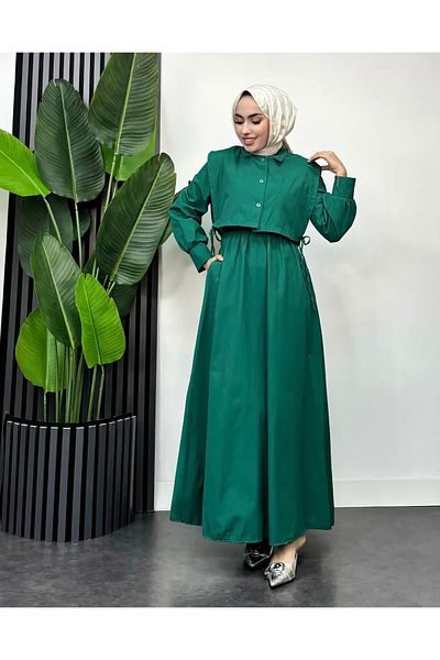 modasusev Κοστούμι γιλέκο που δένει στο πλάι Φόρεμα Hijab