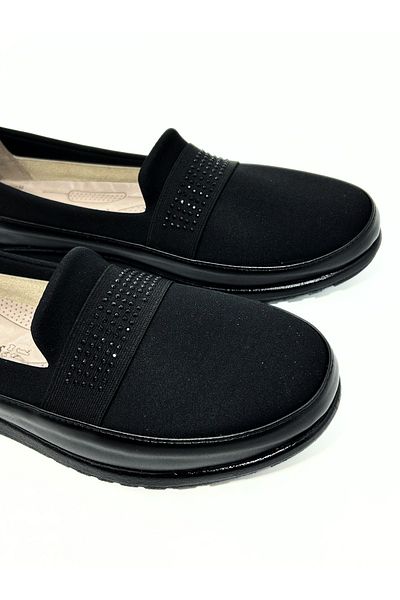 ZSHOES Pantofi de damă mărime mare 41/42 ortopedici complet material flexibil interior din piele pantofi casual negri