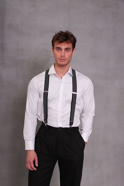 SuspenderS Black and White Striped Men's Trouser Strap