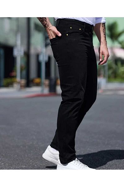 KING SEZAR Ανδρικό Μαύρο Slim Fit Lycra Stretchy Jeans Ανδρικό τζιν παντελόνι