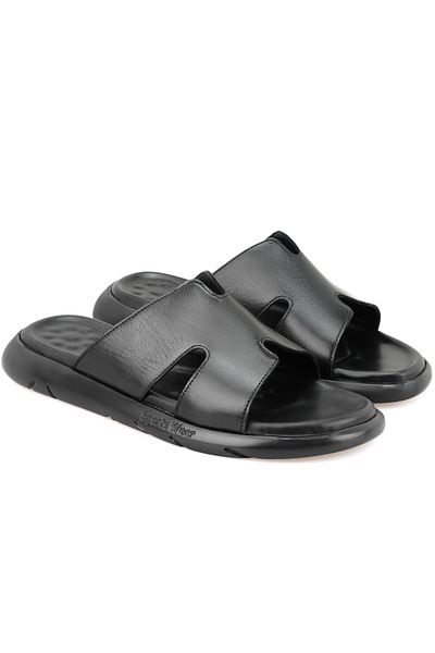Desa Fabiola Black Men's Leather Slippers