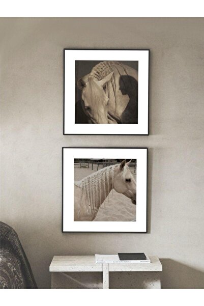 Hediye köşem Ahşap çerçeve şeffaf PVC ön koruyuculu at temalı duvar tablosu