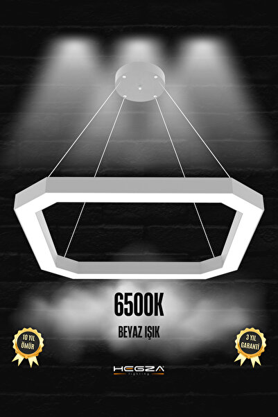 Hegza Lighting Octagon ( Gri Kasa, Beyaz Işık ) Ledli Modern Led Avize, Salon...