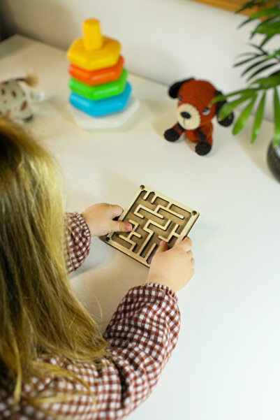 Store Wooden Maze Game - Montessori Educational Natural Wooden Toy - Brain Teaser and Balance Game - No: 1