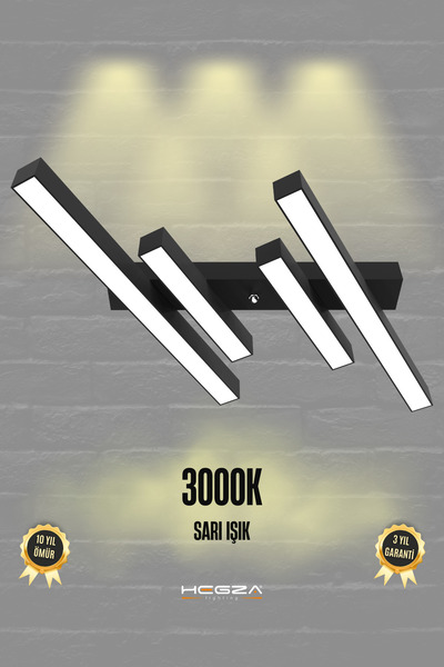 Hegza Lighting Grada ( Siyah Kasa, Sarı Işık ) Ledli Modern Plafonyer Led Avi...