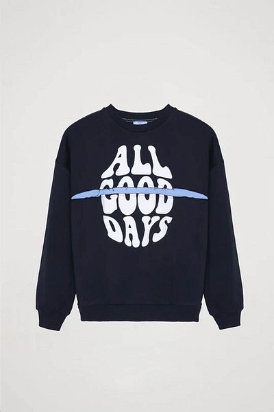 Quzu Women's Sweatshirt - Navy Blue Swt00014