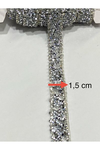 karantuhafiye Iron-On Piping Stones Strip / 1 Meter / H34 Silver