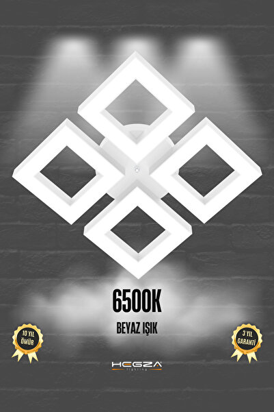 Hegza Lighting DIAMANTE ( Beyaz Kasa, Beyaz Işık ) Ledli Modern Plafonyer Led...