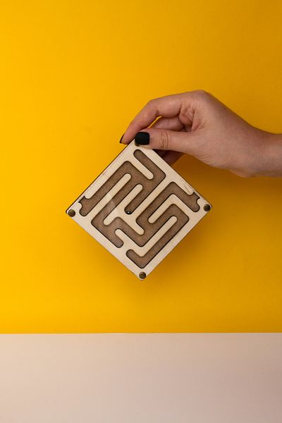 Store Wooden Maze Game - Montessori Educational Natural Wooden Toy - Brain Teaser and Balance Game - No: 4