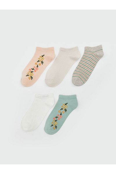 LC Waikiki Pink Floral Women's Booties Socks 5-Piece