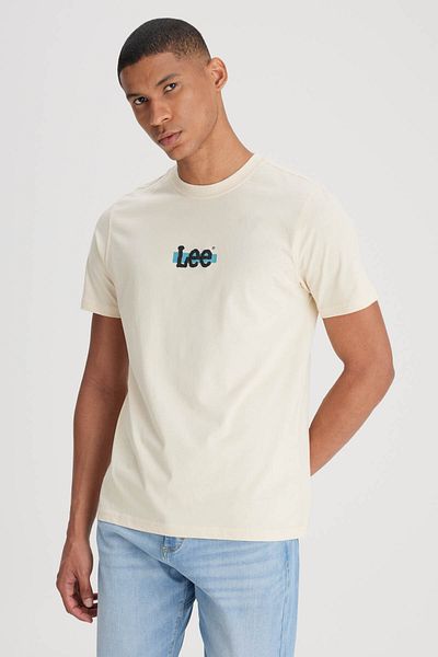 Lee Ανδρικό μπλουζάκι Regular Fit Normal Cut Beige L 241521614