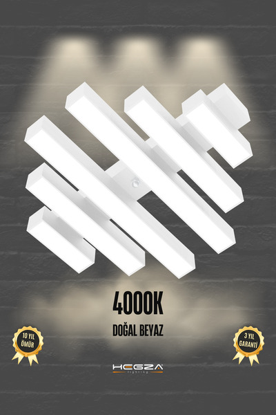 Hegza Lighting Parrılla ( Beyaz Kasa, Doğal Beyaz Işık ) Modern Plafonyer Led...