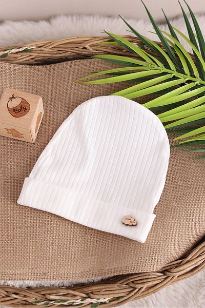 yudemia Soft and Sensitive Skin Friendly White Report Baby Beanie