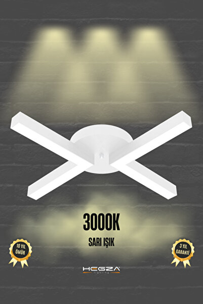 Hegza Lighting Contento ( Beyaz Kasa, Sarı Işık ) Ledli Modern Plafonyer Led ...