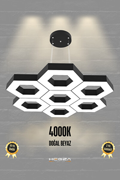 Hegza Lighting Mıele ( Siyah Kasa, Doğal Beyaz Işık ) Ledli Modern Sarkıt Led...