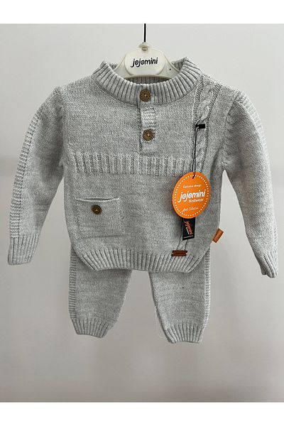 jojomini Gray Knitted Baby Boy Set of 2