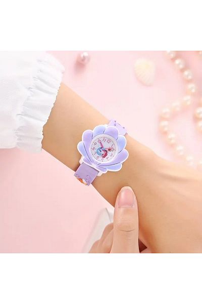 darko Girl's Purple Watch Mermaid Lilac Seashell Mermaid Mussel Wristwatch