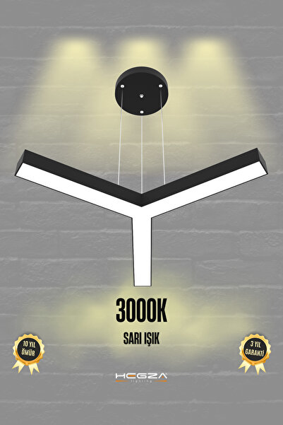 Hegza Lighting Tres ( Siyah Kasa, Sarı Işık ) Ledli Modern Led Avize, Salon, ...