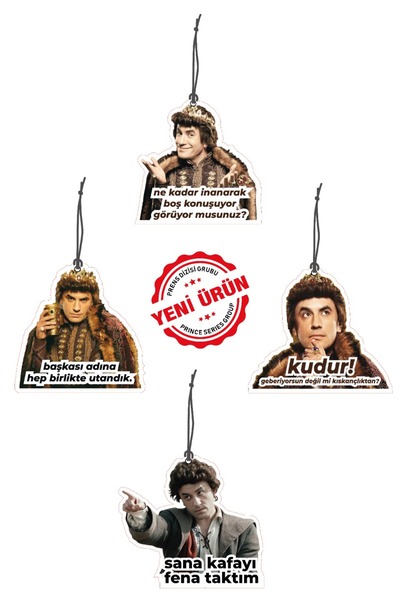 Genel Markalar 4 lü Prens Dizisi Görselli Hediye Konseptli Oto Kokusu ve Oto Aksesuarı