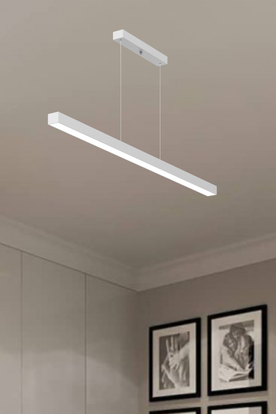 Hegza Lighting Lineer 120cm (BEYAZ KASA, BEYAZ IŞIK) Ledli Sarkıt Modern Led Avize, Salon, Mutfak, Masa Üstü Avize