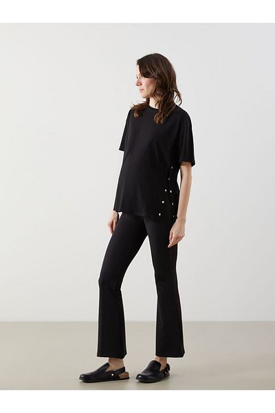 LC Waikiki Tummy Panel Flared Leg Maternity Leggings Pants S5Kq42Z8Nvy