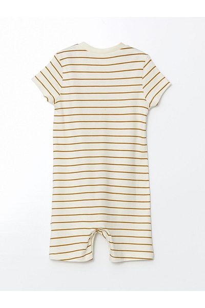 LC Waikiki Lcw Baby Beige Crew Neck Striped Baby Boy Jumpsuit
