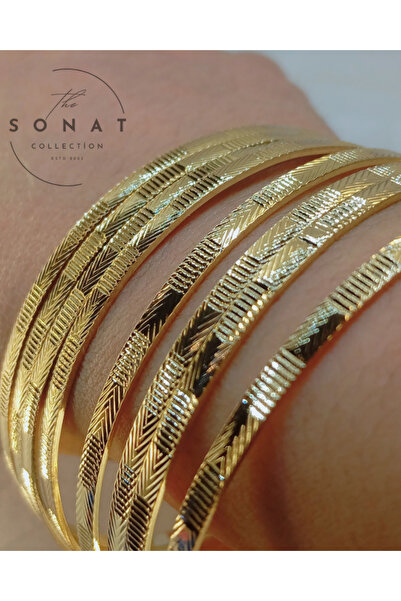 Sonat Collection Xuping Çelik Solmaz Kararmaz 14 K Gold Renk 2'li Ajda Bilezik