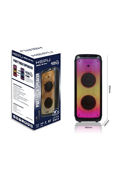 HEPU HP 943 Taşınabilir Şarjlı Bluetooth Parti Hoparlörü 2*10 inc Woofer 80 w...