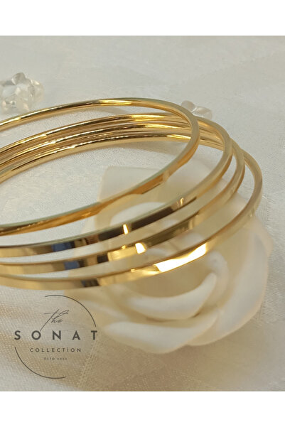 Sonat Collection Stainless Gold Renk Çelik Solmaz Kararmaz 4'lü Ajda Bilezik