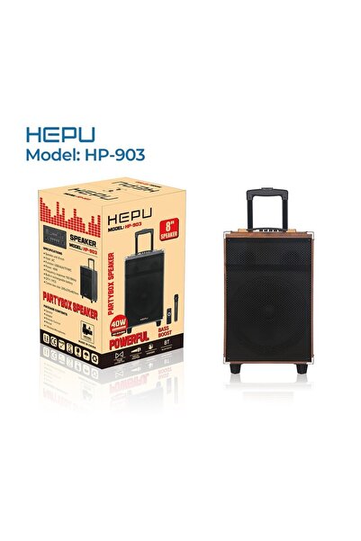 HEPU HP-903 8'' 20CM KABLOSUZ 1 EL MİKROFON ŞARJLI MÜZİK KUTUSU