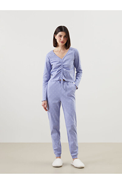 LC Waikiki طقم بيجامة نسائي من MG TRENDEN باللون الأرجواني والرقبة على شكل V ...