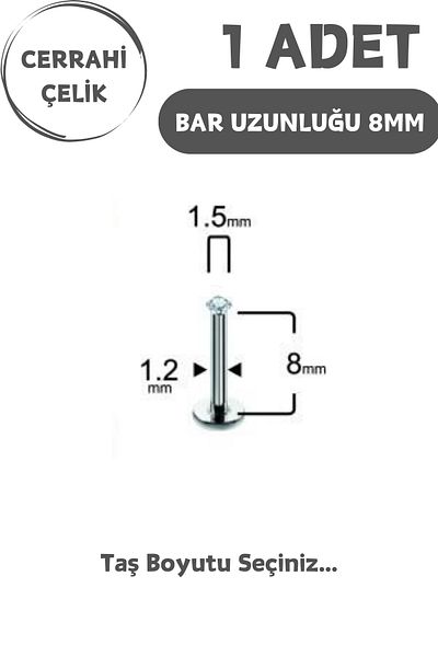 Blisse Piercing Surgical Steel 8mm Zircon Stone Tragus Helix Ear Cartilage Flat Conch Lip Nose Snake Bites Piercing