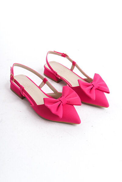 MARSEDO Kadın Stiletto Sivri Burun Fiyonk Detaylı Arkası Açık Topuklu Ayakkab...