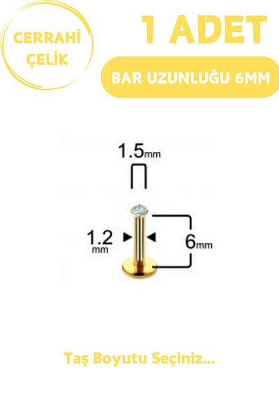 Blisse Piercing Surgical Steel 6mm Zircon Stone Tragus Helix Ear Cartilage Flat Conch Lip Nose Snake Bites Piercing