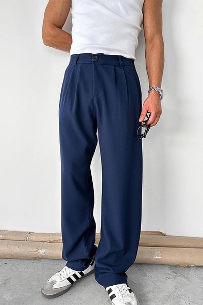 HAFKAGİYİM Navy Blue Basic Premium Fabric Trousers
