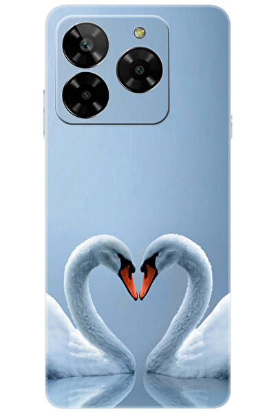 General Mobile ERA 50 (G318) Uyumlu Kılıf Desen Baskılı Silikon Kuğ ve Kalp S...