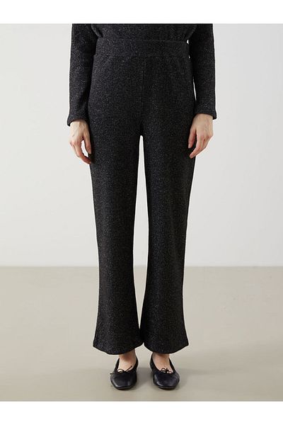 LC Waikiki Lcw Comfort Anthracite Women's Shiny Look Pants with Elastic Waist