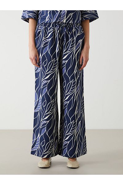 LC Waikiki Pantaloni de damă cu model cu picioare largi, cu talie elastică