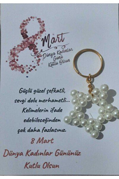 ERSE HOME 8 March International Women's Day 15 Pcs Pearl Star Keychain