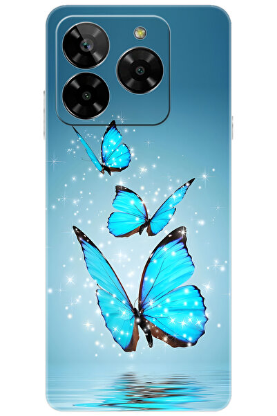 General Mobile ERA 50 (G318) Uyumlu Kılıf Desen Baskılı Silikon Mavi Kelebek ...